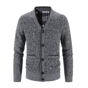 Corvald | Herren Strickjacke V-Ausschnitt Knopfleiste – Dunkelgrau