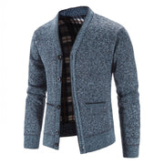 Corvald | Herren Strickjacke V-Ausschnitt Knopfleiste – Blau