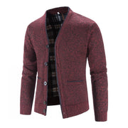 Corvald | Herren Strickjacke V-Ausschnitt Knopfleiste – Rot