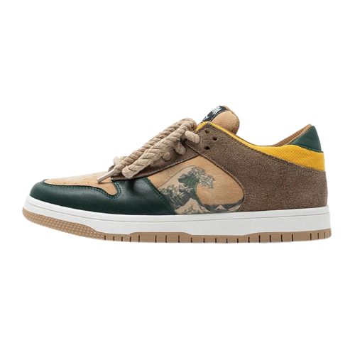 Kunstvolle Damen & Herren Plateau-Sneakers mit Wellenmotiv – Daiki