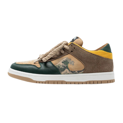 Kunstvolle Damen & Herren Plateau-Sneakers mit Wellenmotiv – Daiki