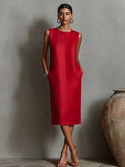 Arcelia - Leichtes Midikleid – Rot
