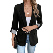 Celenya - Klassischer Blazer mit hochgekrempelten Ärmeln – Schwarz
