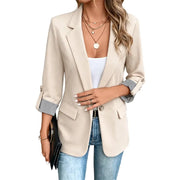 Celenya - Klassischer Blazer mit hochgekrempelten Ärmeln – Aprikose