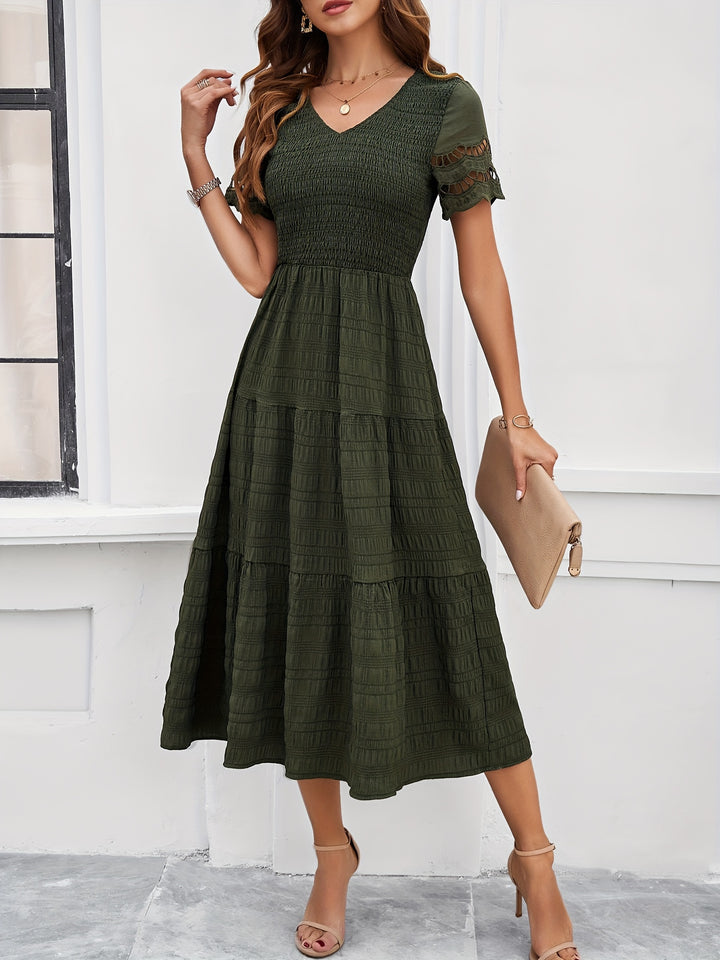 Orangenes maxikleid mit spitzenärmeln - Julia