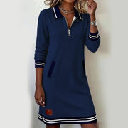 Caelyn - Soft-Touch-Polokleid mit Viertelreißverschluss – Blau