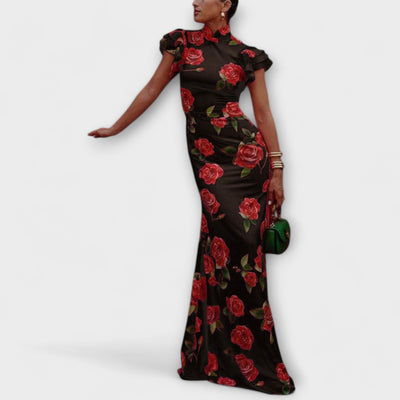 Luna - Maxikleid mit floralem Druck, gestuftem Schnitt und Glockenärmeln