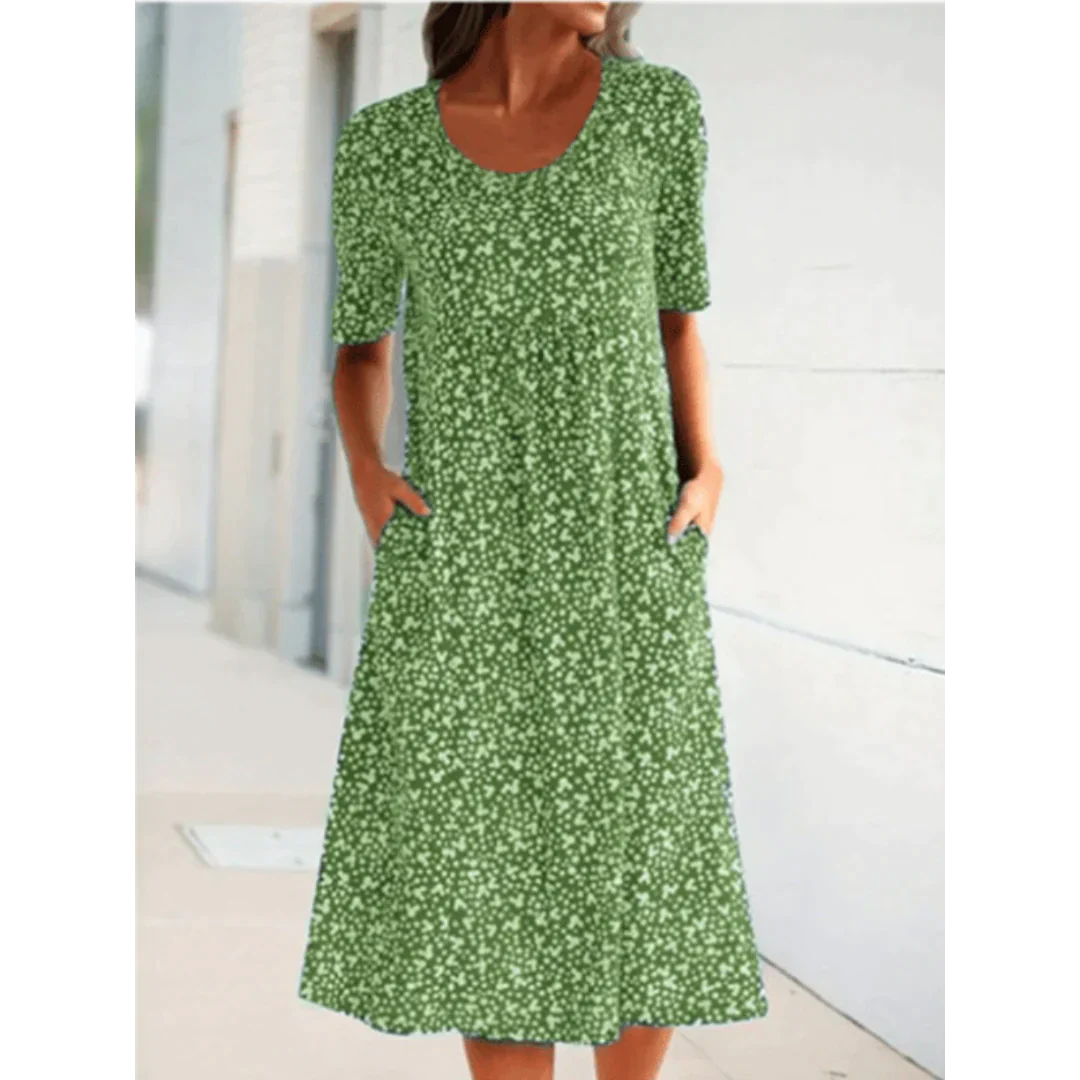 Jehaia - Lässiges Kleid mit Rundhalsausschnitt und Blumenmuster