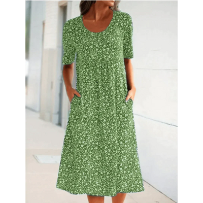 Jehaia - Lässiges Kleid mit Rundhalsausschnitt und Blumenmuster