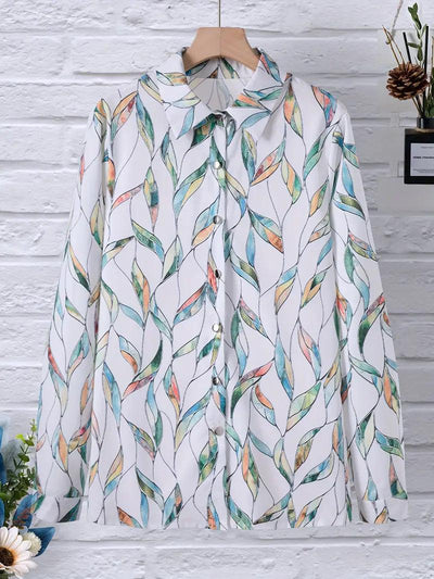 Trendige Damenbluse mit abstraktem Muster und Knopfleiste – Marlene