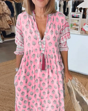 Elena | Leichtes Sommerkleid mit elegantem Schnitt – Rosa