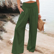 Anne | Luftige Und Elegante Leinen-Weitbein-Hose – Grün