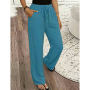 Estrelle - Loungehose mit Kordelzug und Spitzenbesatz – Himmelblau