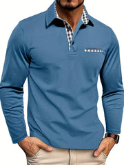 Oliver | Herren Langarm Freizeit-Polohemd – Hellblau