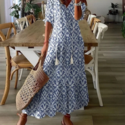 Dalia | Damen Elegantes Maxikleid im Boho Stil – Blau