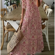 Dalia | Damen Elegantes Maxikleid im Boho Stil – Rot