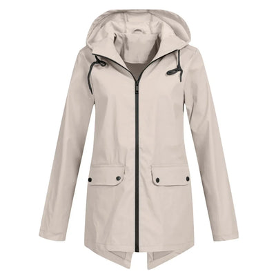 Damen Regenjacke mit Reißverschluss und Kapuze