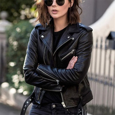 Damen Bikerjacke mit Reißverschluss und trendigem Design