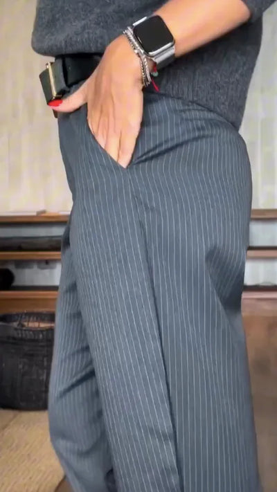 Damen gestreifte Pantalon mit lässigem Schnitt
