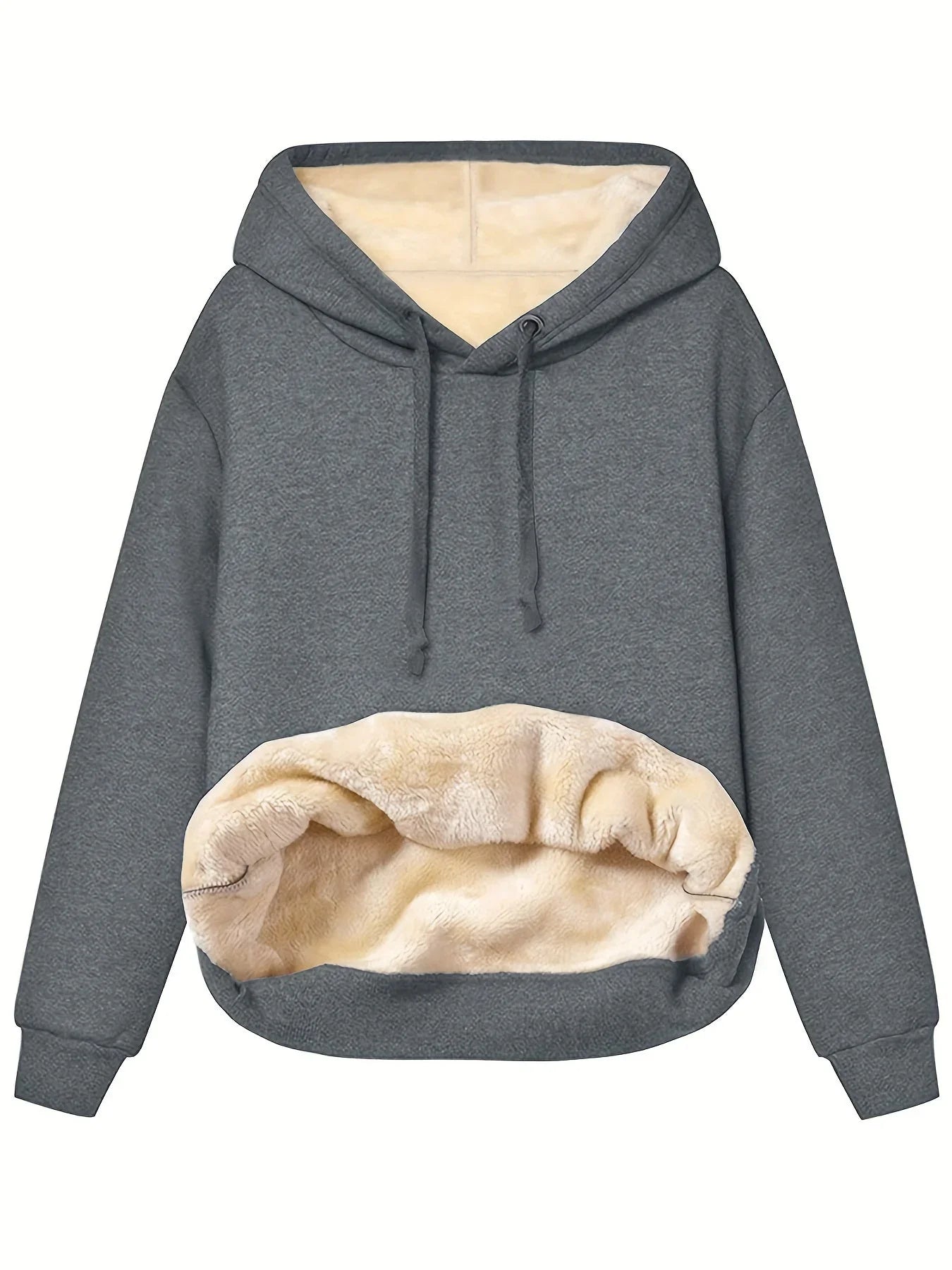 Damen Hoodie mit Fleece-Innenfutter und hohem Kragen