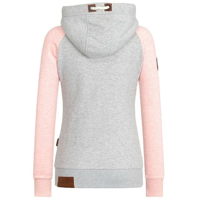 Damen Zip Hoodie mit Kapuze und braunen Details
