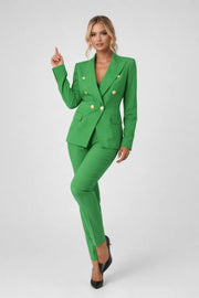 Damen Hosenanzug Elegant Business Zweiteiler – Grün