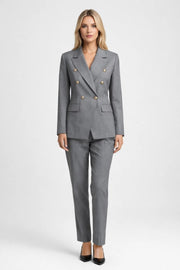 Damen Hosenanzug Elegant Business Zweiteiler – Grau