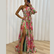Damen Kleid für besondere Anlässe - Maxi-Abendkleid Blumen – Rosa