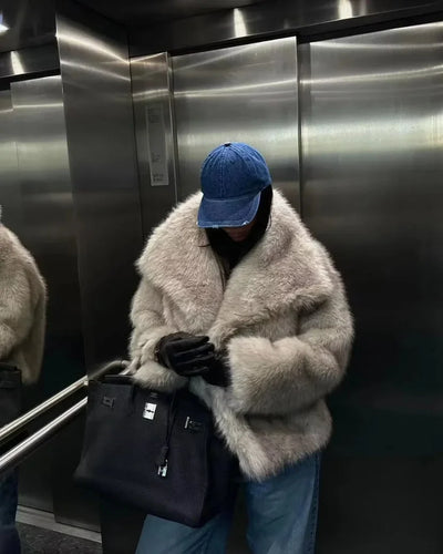 Damen kunstfelljacke mit Langen Ärmeln und Offener Front