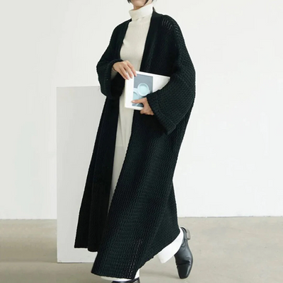 Nephele | Damen Lang Strickjacke | Beige