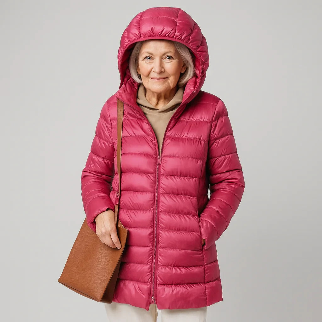 Damen Leichte Daunenjacke mit Kapuze