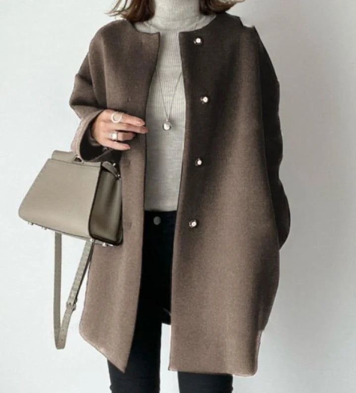 Damen Mantel mit Knopfleiste und moderner Silhouette