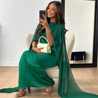 Damen Maxikleid mit Cape für elegante Abendveranstaltungen