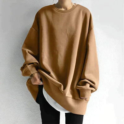 Damen Oversized Pullover mit Rundhalsausschnitt und langen Ärmeln