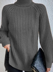 Clara | Damen Oversized Rollkragen Strickpullover mit lockerem Schnitt – Grau