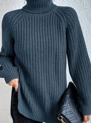 Clara | Damen Oversized Rollkragen Strickpullover mit lockerem Schnitt – Ozeanblau