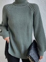 Clara | Damen Oversized Rollkragen Strickpullover mit lockerem Schnitt – Grün