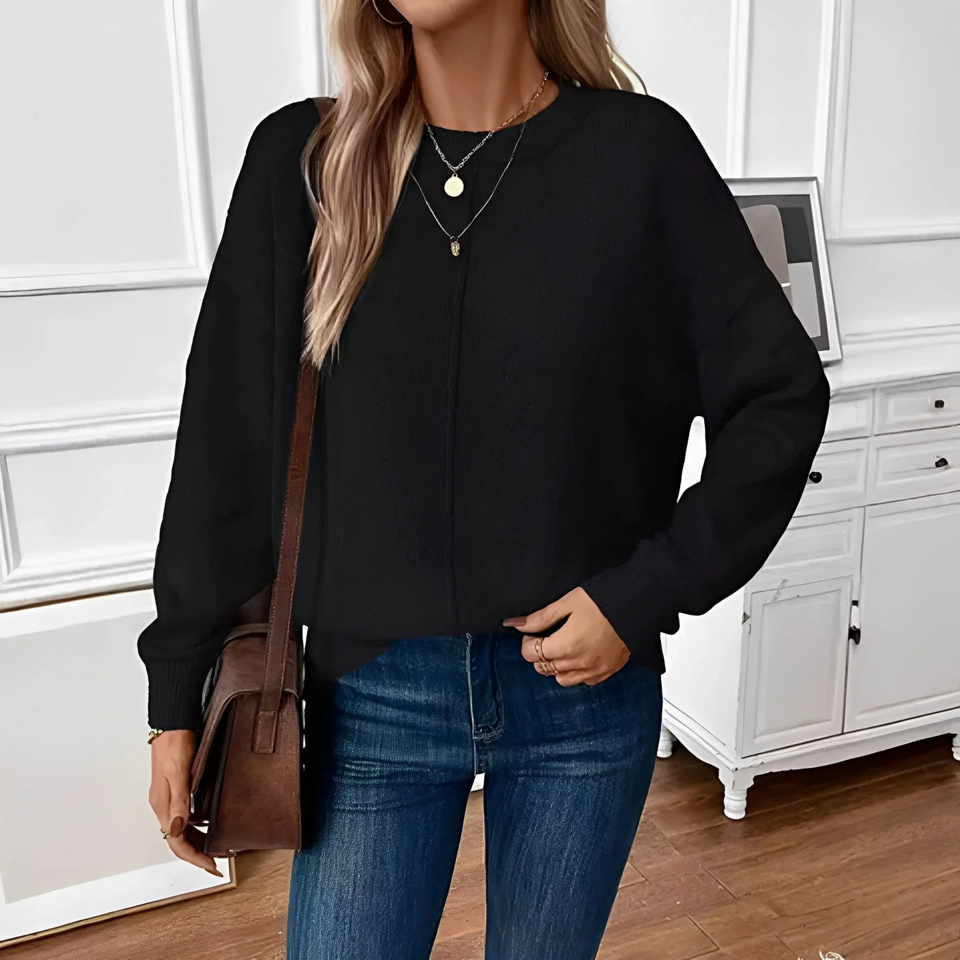 Damenpullover mit Rundhalsausschnitt und lässigem Schnitt