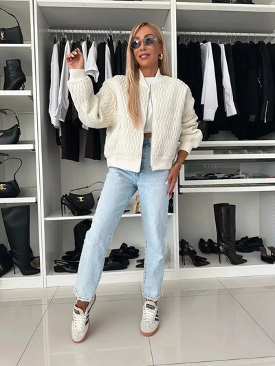 Gesteppte Bomberjacke für Damen mit Reißverschluss und gerippten Bündchen