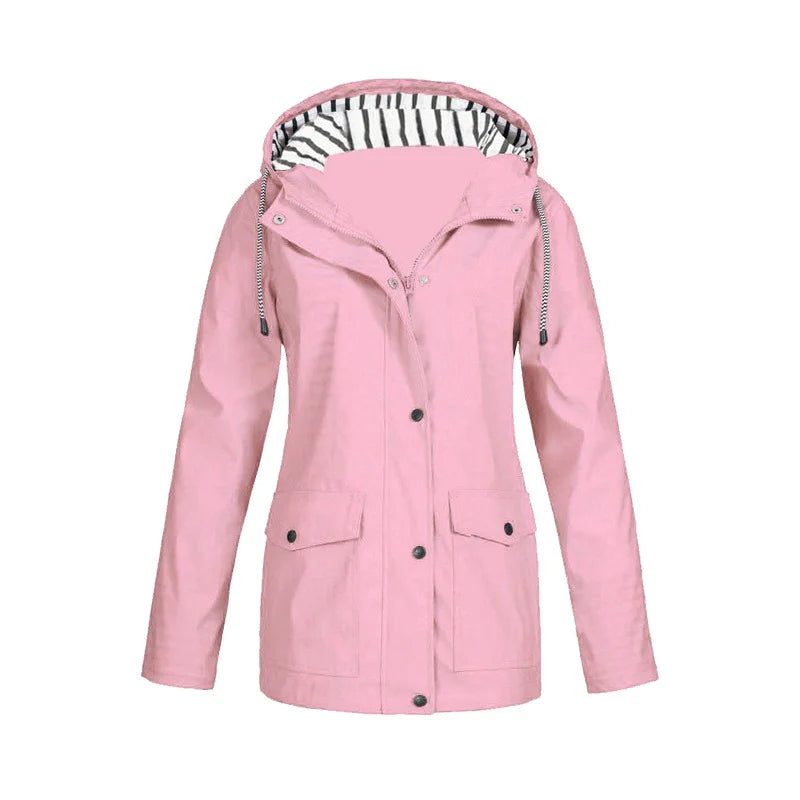 Damen Regenjacke mit Kapuze und Innenfutter