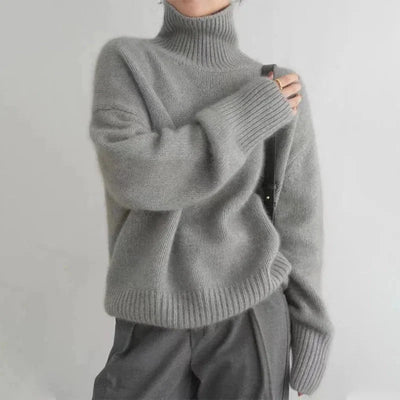 Oversize Damen Rollkragenpullover mit überschnittenen Schultern