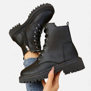 Damen Schnürstiefeletten mit Profilsohle Modern – Schwarz