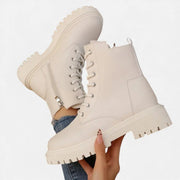 Damen Schnürstiefeletten mit Profilsohle Modern – Weiß