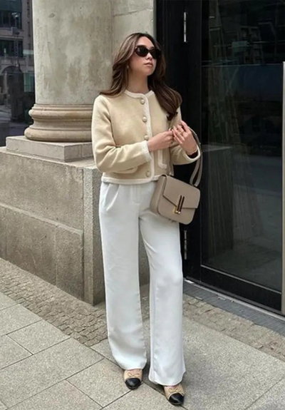 Oksana | Damen Strickjacke Kurz | Beige