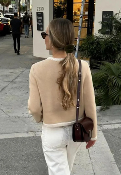 Oksana | Damen Strickjacke Kurz | Beige