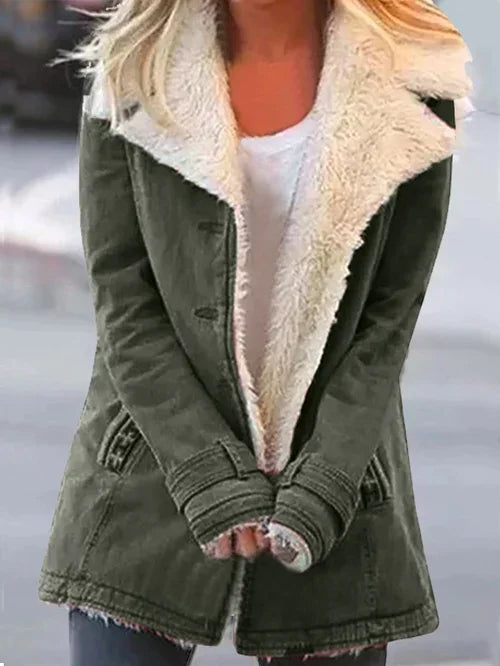 Damen Winterjacke mit Plüschfutter und Reißverschluss
