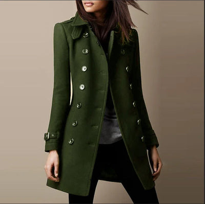 Damen Zweireihiger Trenchcoat mit Knopfdetails