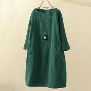 Damenkleid Lockerer Schnitt – Armeegrün