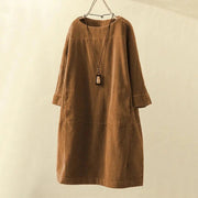 Damenkleid Lockerer Schnitt – Braun