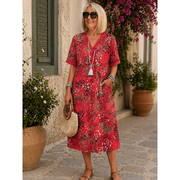 Dana | Damen Sommer Midikleid für den Abend – Scharlachrot
